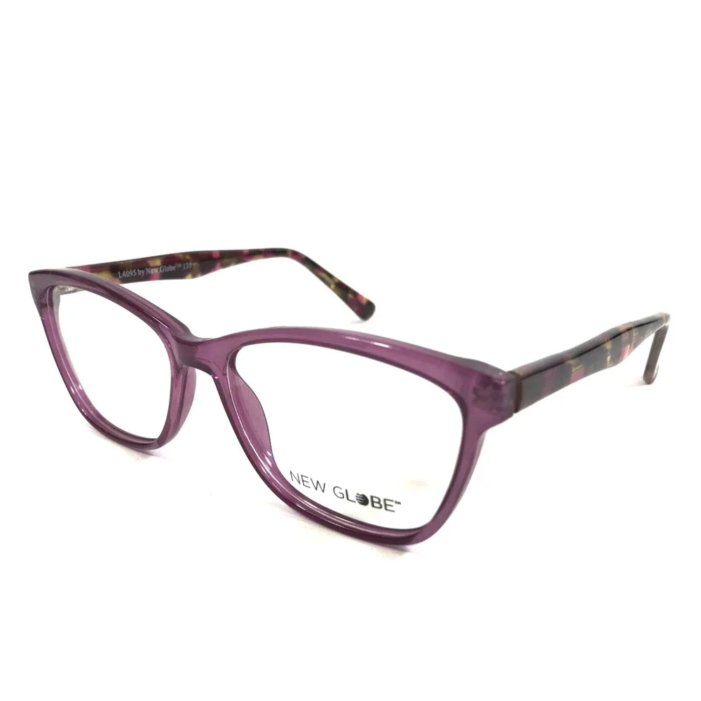 New Globe Eyeglasses Frames L4095 EGGPLANT Clear Purple Brown Tortoise 52-16-135